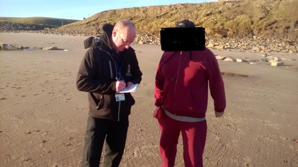 Officers issued a fixed penalty to a dog walker on Whitley Bay beach