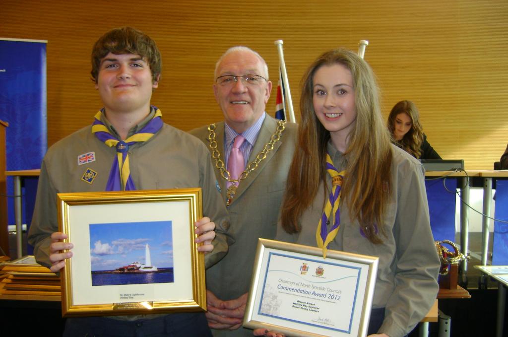 Whitley Bay young scout leaders claiming their award at a previous ceremony