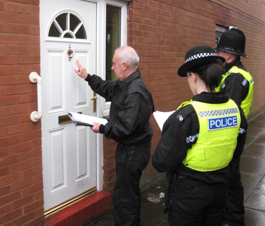 Council officer Colin Boxhall with members of Northumbria Police