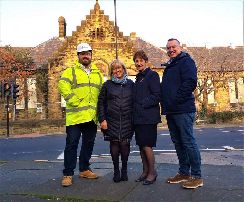 Pictured from left are Mark Black Mary Glindon MP Elected Mayor Norma Redfearn CBE and Martin Pearce from Adavo Property