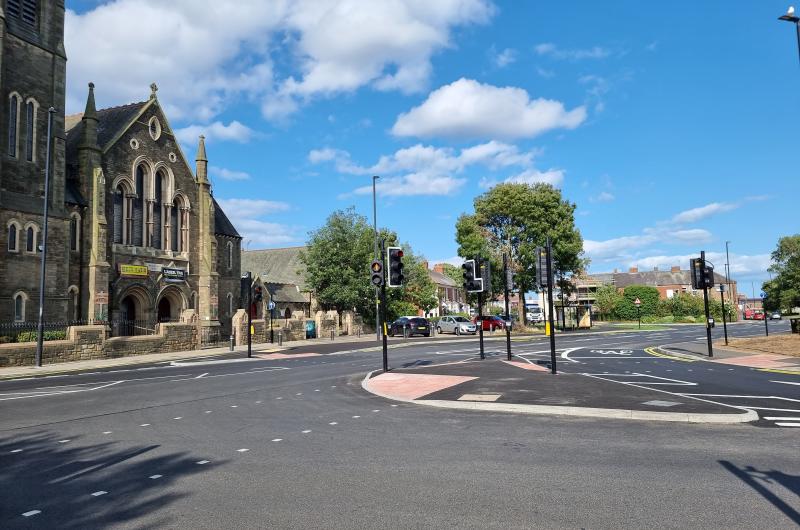 An image of Stephenson Street gateway with the road layout, cycle lane and pedestrian crossing An image of Stephenson Street gateway with the road layout, cycle lane and pedestrian crossing