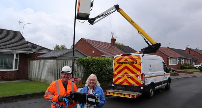 Street lighting project - Sandra Graham with staff from Enerveo