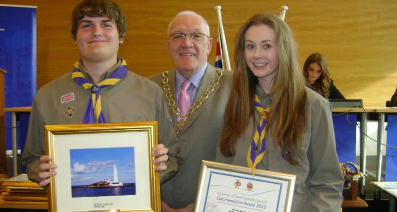 Whitley Bay young scout leaders claiming their award at a previous ceremony