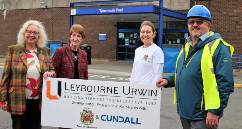 Cllr Graham, Mayor Redfearn, Michelle Bailey and Bill Phillips outside Tynemouth Pool