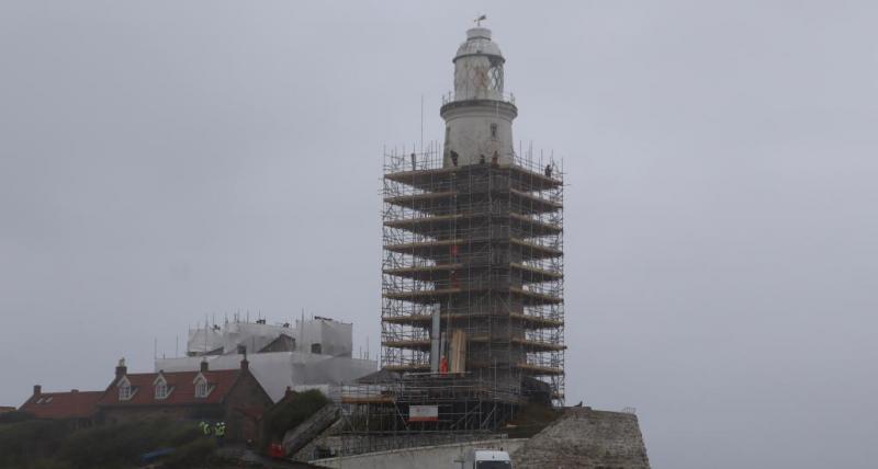 St Mary's Lighthouse in scaffolding