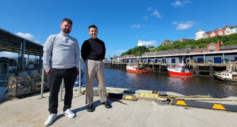 Nik Hanlon and Anthony Lo-Giudice on North Shields Fish Quay. 